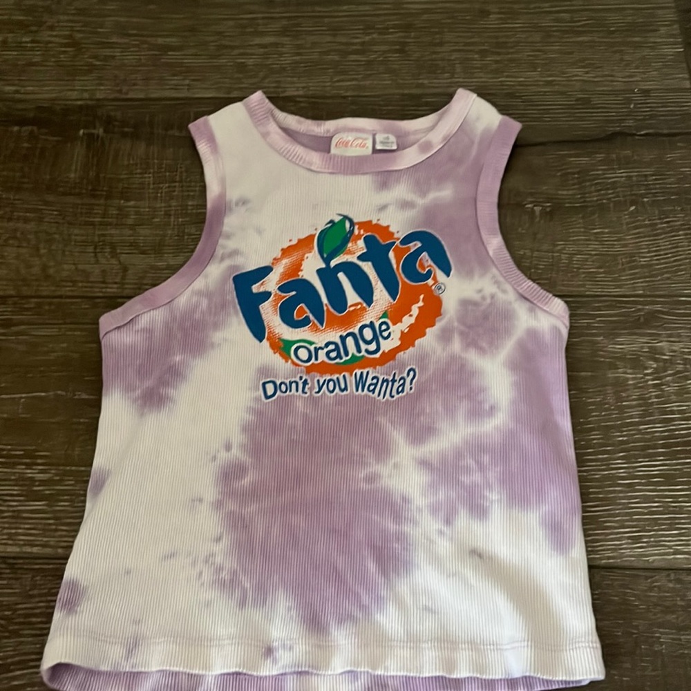 Fanta tank top purple and white tye dye size large